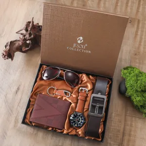 Coffret cadeau d'affaires pour hommes avec portefeuille montre ceinture lunettes