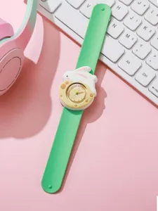 Kids silicone slap watch cute bunny cartoon design children toy watch for daily wear and gift
