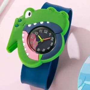 Kinderen cartoon dino siliconen slap horloge schattig dier ontwerp polshorloge speelgoed.