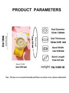 Kids slap watch cute cartoon rabbit yellow silicone strap lightweight children quartz gift watch