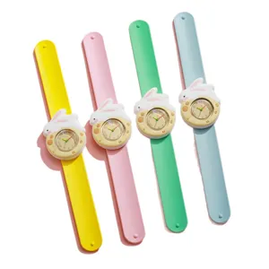 Kids silicone slap watch cute cartoon rabbit slap band children toy watch colorful timepiece