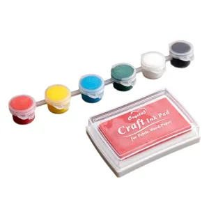 Kids watercolor paint set 6 vibrant colors with red craft ink pad for children art