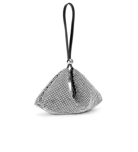 Bolso de noche triangular de diamantes de imitación para mujer, bolso de hombro brillante.