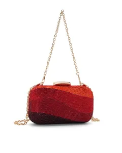 Gradient Rhinestone Evening Clutch Bag Women Luxury Crystal Chain Crossbody Shoulder Bag