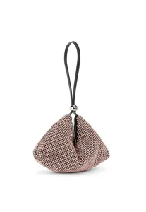 Bolso de noche de malla de diamantes de imitación brillante, elegante bolso de mano.