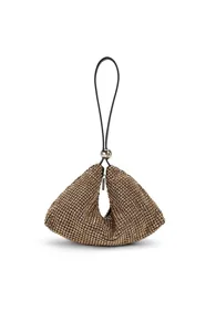 Bolso de noche triangular con strass para mujer, elegante cartera de mano brillante y chic.