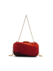Rhinestone evening clutch bag for women, luxury gradient color box shoulder crossbody bag.