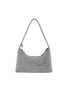 Bolso de hombro con pedrería plateada bolso de noche brillante de cristal para mujer bolso elegante