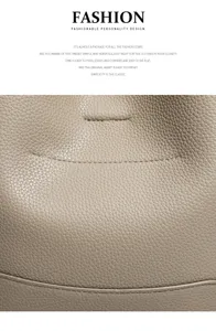 Detail view of women leather bucket bag featuring premium texture and fine stitching.