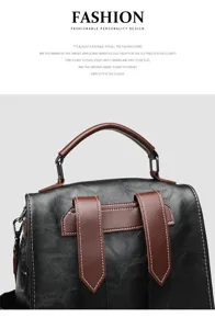 Vintage stijl vrouwen rugzak retro pu leer casual schooltas met handvat en bandjes