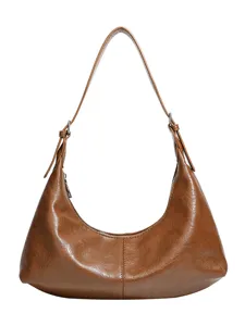 Braune Vintage weiche Leder Schultertasche für Damen, stilvolle Underarm Tasche Alltag Pendel.