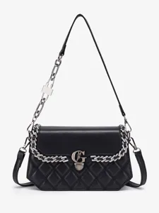 Dames Gewatteerde Ketting Schoudertas PU Lederen Crossbody Handtas Mode Casual Portemonnee Met Metalen Slot