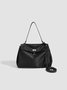 Nylon Waterproof Patchwork Underarm Kelly Style Lock Closure Handbag Large Capacity Commuter Shoulder Tote Bag
