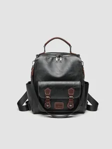 Dames Vintage PU Leer Rugzak Casual Retro Britse Stijl School Boekentas Reizen Daypack