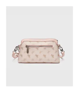 Chique dames pegasus print schoudertas, stijlvolle roze lederen tas voor dagelijks gebruik.