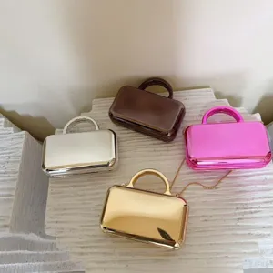 Mini metallic mirror handbag women chic evening clutch stylish fashion shoulder chain bag