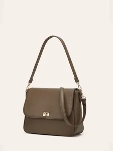 Retro brown leather shoulder bag women vintage crossbody messenger bag stylish small square handbag