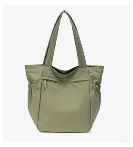 Nylon shopper tas voor dames, grote schoudertas casual handtas, groen voor dagelijks.