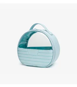 Portable Clear Cosmetic Bag Travel Makeup Toiletry Storage Organizer Light Blue Round
