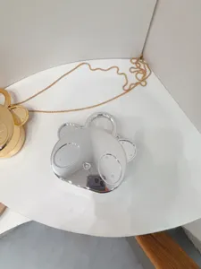 Children's cute shiny metal bear handbag and mini crossbody bag for girls fashion accessories