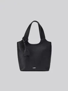 Minimalistische schwarze Damen Totebag, elegante Pendler Handtasche und Schultertasche.