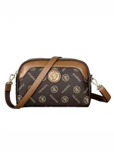 Dames schoudertas retro monogram crossbody tas bruine stijlvolle PU lederen handtas