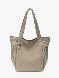 Khaki nylon shopper voor dames, grote schoudertas voor werk en casual handtas