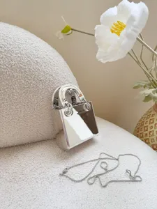 Trendy mini zilveren spiegel ketting tas voor vrouwen stijlvolle schoudertas mooi