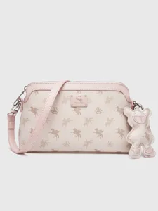 Dames chique pegasus print crossbody tas stijlvolle oksel schoudertas met schattige berenhanger