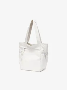 Nylon shopper tas voor dames, grote casual schoudertas voor dagelijks werk in helder wit.