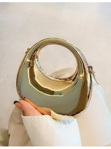 Mini Top Handle Crossbody Bag Fashion Chic ABS Glossy Chain Handbag Cute Casual Coin Purse Women Handbag