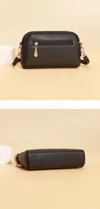 Borsa a tracolla da donna in pelle PU nera mini borsa con dettagli metallici dorati.