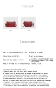 Sac à bandoulière à carreaux rouges avec nœud, sac élégant en microfibre pour femmes.