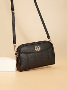 Borsa a tracolla porta cellulare da donna in ecopelle nera, piccola borsa casual.