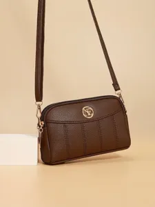 Borsa a Tracolla da Donna in Pelle PU Piccola Borsa Porta Cellulare Marrone Scuro