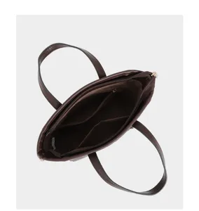 Sac cabas fourre-tout femme marron fermeture éclair compartiments intérieurs détail vue