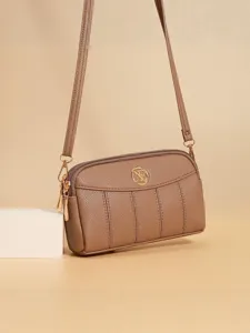 Elegante borsa a tracolla marrone in pelle PU da donna con cinturino regolabile e metallo.
