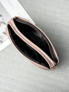 Borsa a tracolla donna in pelle PU borsetta telefono mini doppia cerniera borsa casual quotidiana