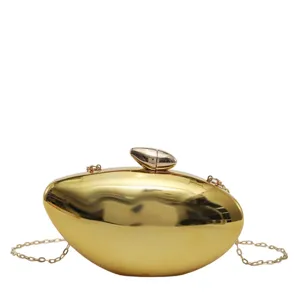 Borsa da sera rigida metallica dorata da donna lusso borsa a tracolla con catena elegante