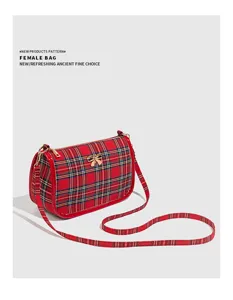 2026 Nouveau Sac Bandoulière Carreaux Rouges Femme Mode Sac Porté Epaule Design Chic Tendance