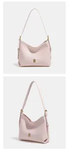 Roze dames hobo tas onder de arm, stijlvolle schoudertas voor dagelijks gebruik met metaal.
