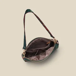 Red plaid underarm bag canvas single shoulder crossbody bag large capacity daily fashion purse
