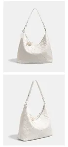 Bolso de hombro tejido blanco, elegante bolso hobo con gran capacidad para uso diario.