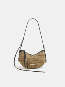 French Woven Underarm Bag Straw Beach Bag Summer Vacation Commuter Single Shoulder Crossbody Handbag For Women