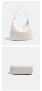 Bolso de hombro trenzado blanco elegante, bolso de mano para mujer de uso diario y trabajo.