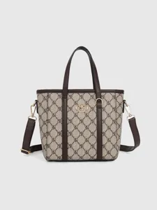 Sac cabas monogrammé vintage pour femme, élégant sac à main bandoulière avec sangle réglable.
