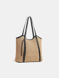 Gevlochten strooien shopper tas grote capaciteit zomer strandtas dames casual schoudertas.