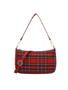 Women Casual Plaid Canvas Underarm Shoulder Bag Fashion Retro Crossbody Handbag Top Handle Bag