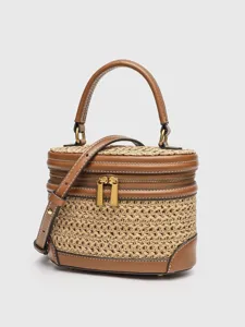 Gewebte Stroh Gestückte Handtasche Casual Retro Urlaub Strand Tasche Damen Umhängetasche Schultertasche Kleine Box Tasche