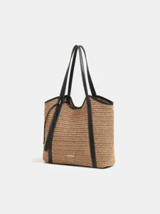 Geweven stro shopper tas voor dames, grote strandtas, casual schoudertas voor dagelijks gebruik.